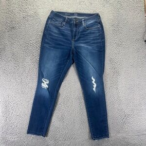A.N.A Jeans Womens 14 Blue Cotton Denim Jegging Skinny Distressed Faded Stretch